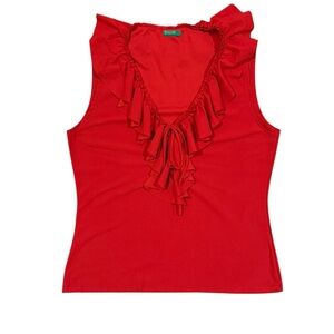United Red Ruffled Women's Tank Top Size M